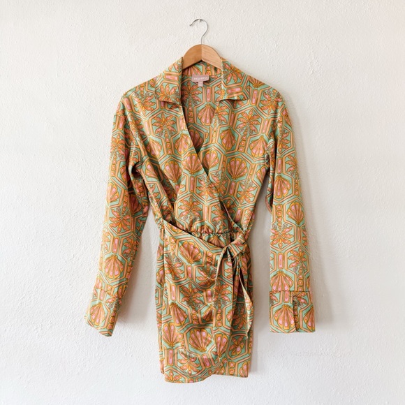 Show Me Your MuMu Womens Pink & Green Clara Silky Mini Dress - Picture 3 of 10